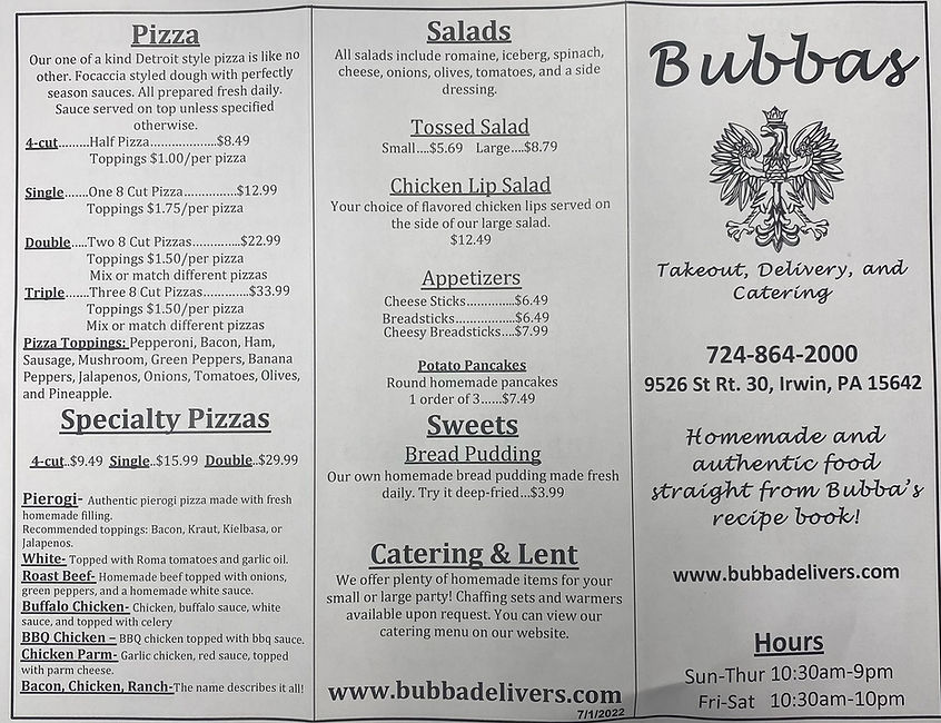 MENU bubbas